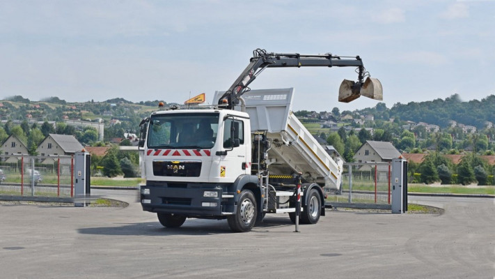 MAN TGM 18.290 * WYWROTKA 4,00 m + BORDMATIC * HIAB 088 B - 2 CL * STAN BDB