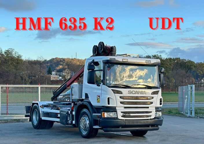 SCANIA P250 * RAMA DO ZABUDOWY 4,30m* HMF 635 K2 + PILOT * STAN BDB