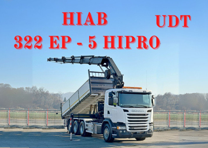 SCANIA G 450 * WYWROTKA 6,60 + HIAB 322 EP - 5 HIPRO + PILOT * 8x4