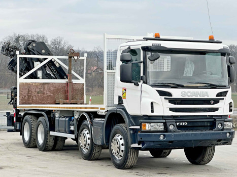 SCANIA P 410 * PLATFORMA 7,00m * HIAB 244 E -5 HIPRO + PILOT *8x4 *STAN BDB