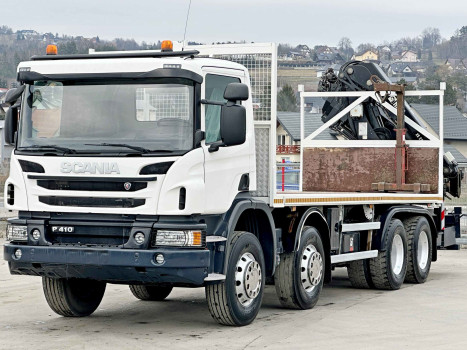 SCANIA P 410 * PLATFORMA 7,00m * HIAB 244 E -5 HIPRO + PILOT *8x4 *STAN BDB